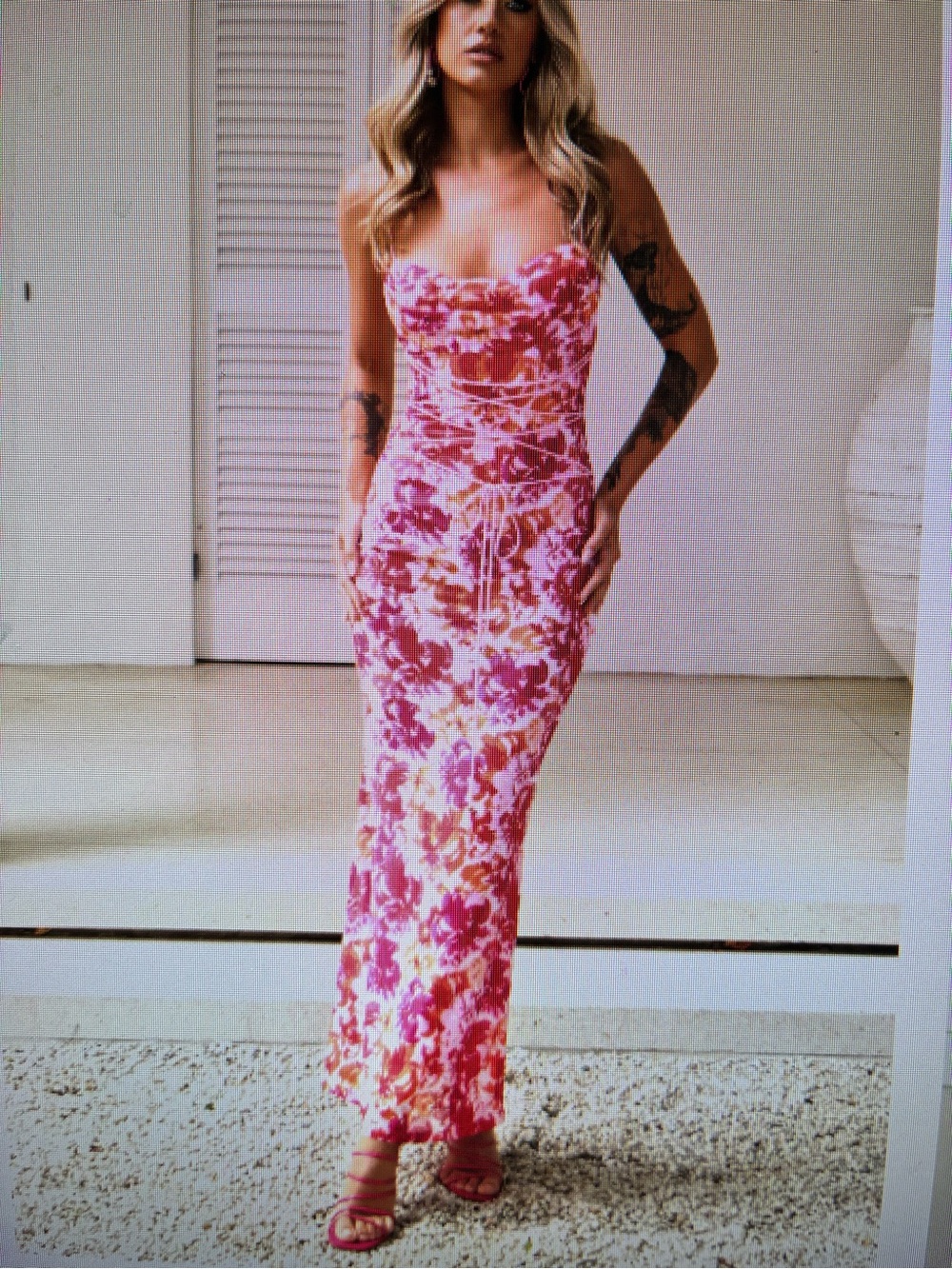 Hello Molly Pink Floral Strapless Maxi Dress